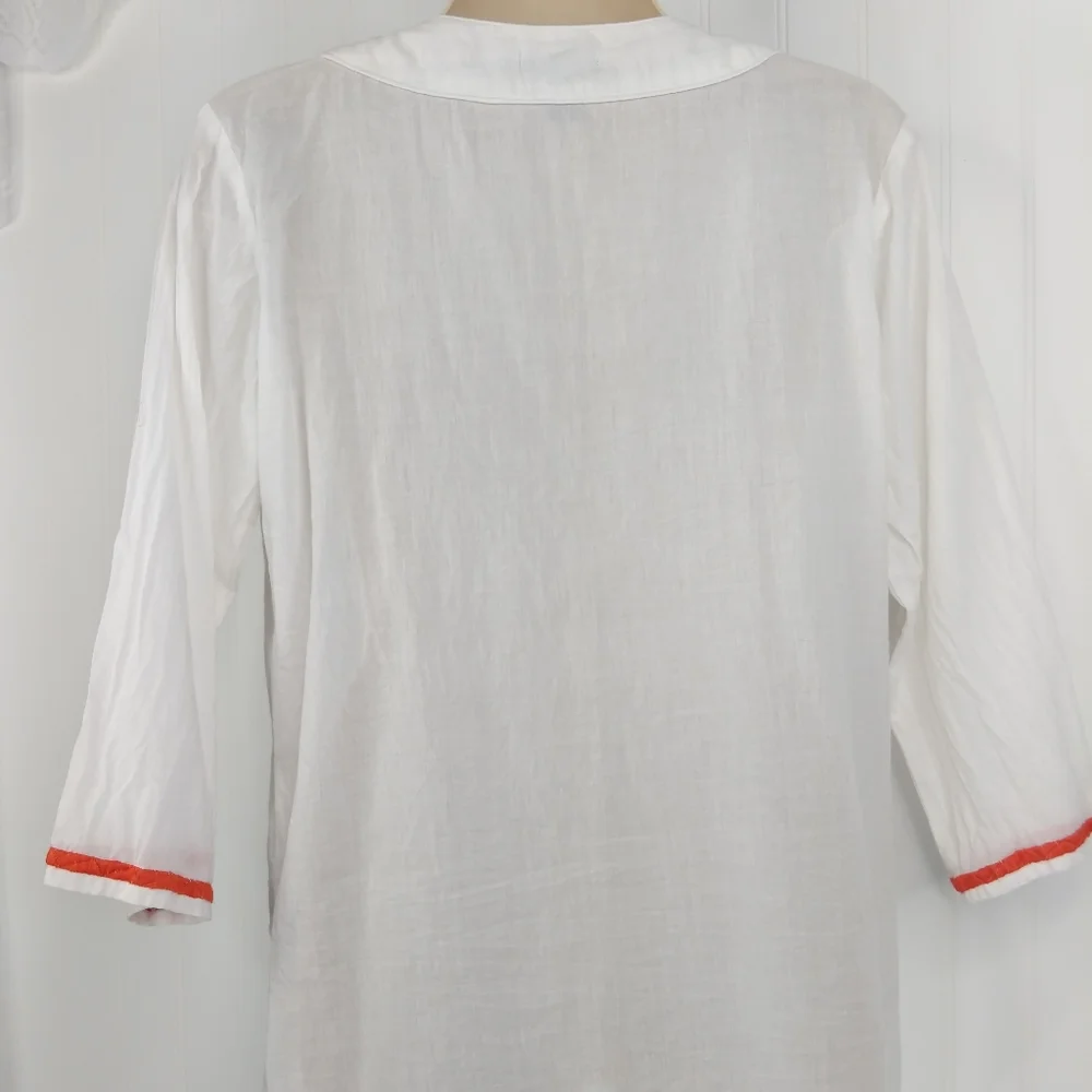 SOL Embroidered Cotton Tunic Top Sz M
